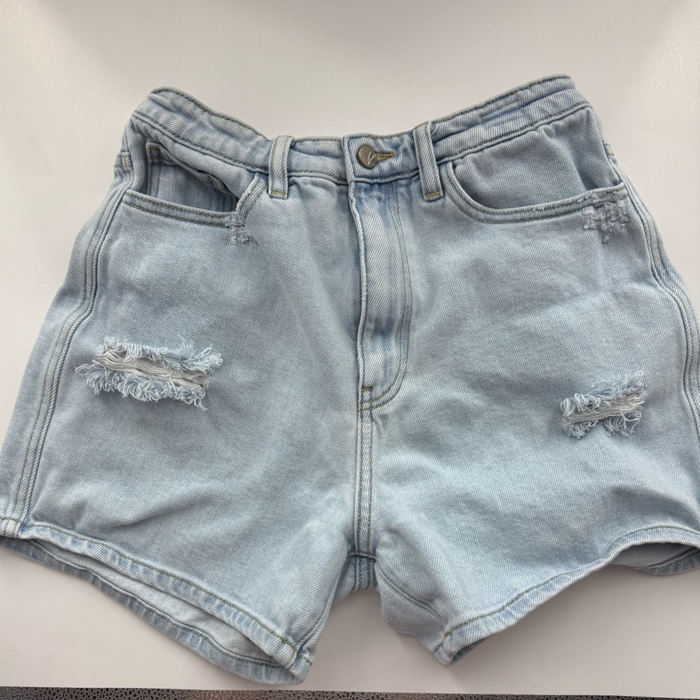 Light Blue Distressed Denim Shorts